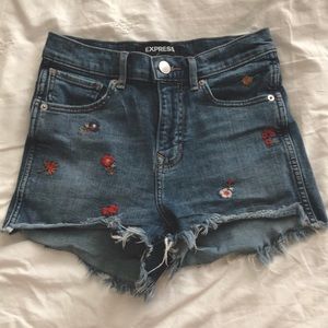 Express embroidered denim shorts